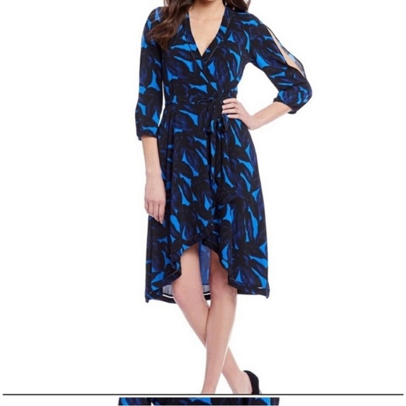 H by Halston Dresses & Skirts - H by Halston Blue Wrap Dress Size XL